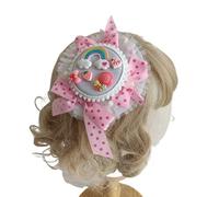 Tnxpumi Women Lolita Dress Polka Cream Sweet Soft Girl Top Hat Cap Hairpin Maid Headdress Cosplay Headwear (pink1)