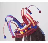 Tnxpumi Womens Lolita Circus Fairy Tale Opening Cute Clown Top Flat Hat Headdress Cosplay Headwear (red yellow blue)
