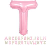 TNYKER 40 Inch Pink Letter Balloons, Large Pink Letter T Helium Balloons, Foil Mylar Big Alphabet T Balloon, pink Balloon letters for Birthday Party Baby Shower Wedding Decorations