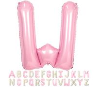 TNYKER 40 Inch Pink Letter Balloons, Large Pink Letter W Helium Balloons, Foil Mylar Big Alphabet W Balloon, pink Balloon letters for Birthday Party Baby Shower Wedding Decorations