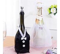 Tnyvm Wedding Wine Bottle Cover Set - Elegant Bride and Groom Design with Reusable Fabric for Wedding Reception Decor