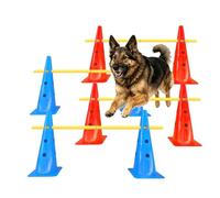 TNZMART Dog Agility Jumps Hurdles and Weave Poles Training Equipment Set Adjustable Dog Cones Obstacle Course for Backyard Portable Canine Exercise Kit with Carry Bag (Mix 4, 19 in)