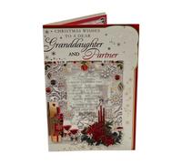 To A Dear Granddaughter And Partner Festive Classic Design Christmas Card