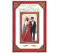 To A Dear Sister And Partner Couple Photo Frame Design Christmas Card