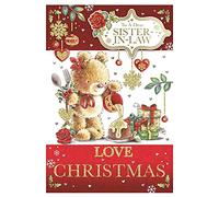 to a Dear Sister in Law Teddy Pouring Frosting On Cake Design Christmas Card