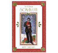 To A Dear Son In Law Man With Gift Photo Frame Design Christmas Card