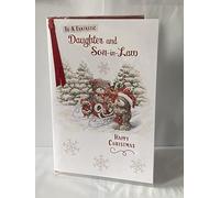 To A Fantastic Daughter and & Son-In-Law Happy Christmas Card Teddies/Red Sleigh/Presents(PRELUDE46256)