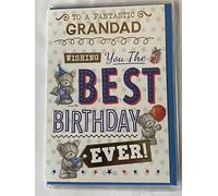 To A Fantastic Grandad Wishing You The Best Birthday Ever! Birthday Card Teddies/Words/Spots Foil Detail(PH49485)
