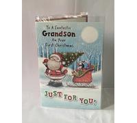 To A Fantastic Grandson On Your First Christmas Just For You! Christmas Card Grandson's 1st Christmas Cute Santa/Tree/Red Sleigh/Penguin(NC-VX110B)