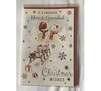 To A Fantastic Nan & Grandad Christmas Wishes Christmas Card Teddies/Sledge(PH45224A)