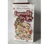 To A Fantastic Niece & Family Especially For You Christmas Card Teddy Family/Presents(PRELUDE46892)