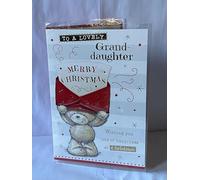 To A Lovely Granddaughter Merry Christmas Card Teddy/Red Envelope/Stripes(PH46357B)
