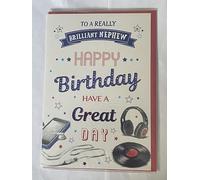 To A Really Brilliant Nephew Happy Birthday Have A Great Day Birthday Card White/Red/Blue Words/Techno Foil Detail(PH43620B)