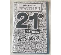 To A Special Brother 21st Birthday Wishes Birthday Card Age 21 Twenty-One White/Blue/Silver Pattern/Words 3D/Foil Detail(PRELUDE45634)