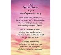 to a Special Couple Wedding Anniversary Poem Verse Greeting Card