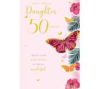 To A Special Daughter 50 50th Today Butterfly Happy Birthday Card Lovely Verse