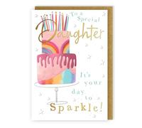 to A Special Daughter Sparkle! Rainbowtastic Cake! Birthday Greeting Card IMP005