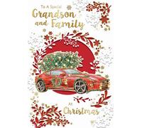 To A Special Grandson And Family Die Cut Car Design Christmas Card