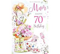To a Special Mum Happy 70th Birthday - 70th Milestone Birthday Greeting Card - Gold Foil Finished Gardening Enthusiast horticulturist Design