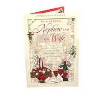 To a Special Nephew and His Wife Festive Classic Design Christmas Card