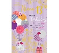 To A Special Niece 13 13th Today Balloons Happy Birthday Card Lovely Verse
