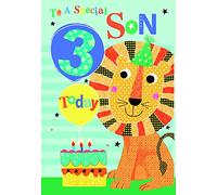 To A Special Son 3rd 3 Today Lion Balloon & Cake Design Happy Birthday Card