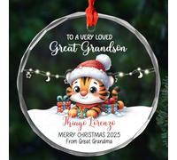 To A Very Loved Great Grandson Crimbo Baubles With Ribbon Christmas Tree Decorations Glass Xmas Ornaments
