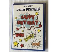 To A Very Special Brother Happy Birthday Wow! Bang! Pow! Birthday Card Comic Words Foil Detail(PH44414)