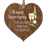 To a very special couple Hanging Wooden Heart Sign Plaque - Cute Anniversary Birthday Valentines Gifts for Girlfriend Wife Dark Wood Hearts Sign, Rude Romantic I Love You Gifts for Her Him