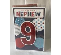 To A Very Special Nephew 9 Birthday Card Age 9 9th Nine Blue/Red/White Balloons 3D/Glitter/Foil Detail(PRELUDE44371)
