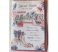 To A Very Special Niece Have A Fabulous 18th Birthday Card 18 Eighteen Eighteenth Pink/Blue Shoes/Bag/Flowers 3D/Glitter/Foil Detail(PRELUDE48189)