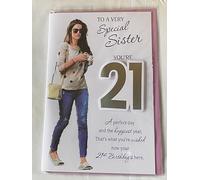 To A Very Special Sister You're 21 Birthday Card Age 21 21st Twenty-One Casual Lady/Words 3D/Foil Detail(PRELUDE45628)