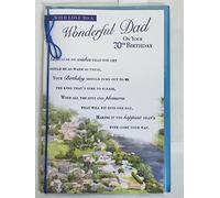 To A Wonderful Dad On Your 70th Birthday Card 70 Seventy White/Blue Foil Design(PRELUDE41334)