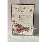 To A Wonderful Friend Christmas Card White Present/Silver Words(PH45208A)