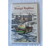 To A Wonderful Neighbour At Christmas Card Winter Scene/Houses/Green Boat(PH48358A)