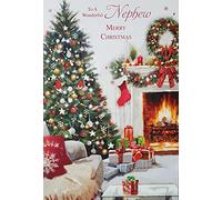 to A Wonderful Nephew Fireside Scene with Christmas Tree hristmas Card
