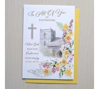 To All of You Easter Card - Festive Religious Theme - Size: 7.5" x 5.25" E13