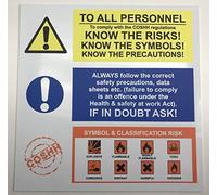 TO ALL PERSONNEL. To comply with COSHH regulations. KNOW THE RISKS! - Warning Sign 1.2mm Rigid plastic 200mm x 200mm