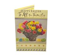 To All The Family Bucket Of Flowers And Eggs Design Easter Card