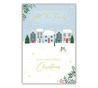 To All The Family Christmas Card Modern Houses 9" x 6" Lovely Verse