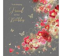 To an Amazing Friend Female Birthday Card from the Gorgeous Grace Range. Gold Foil details and Gold Envelope