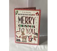 To An Amazing Great-Granddaughter Merry Christmas To You Christmas Card Cute Santa+Friends/Words(PH46362A)