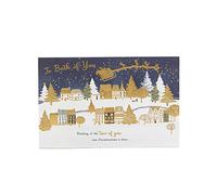 To Both of You Christmas Card- For Couples- Contemporary Christmas Card with Blue And Gold Design- Couples Christmas Gifts