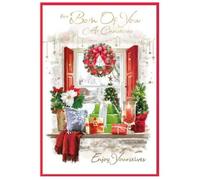 To Both of You Christmas Card - Indoors Festive Scene - Size: 7.5" x 5.25"