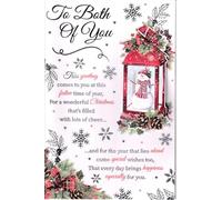 To Both of You Christmas Card with Snowman Lantern, 15x23cm | 3D Embellishment, Silver Foil Detail, Full Colour Insert, Festive Verse Inside, Snowflake Design