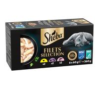 (to Check Update: Gaia Trade Item Description) Sheba Fillets Selection Trays for Adult Cats with Chicken/Chicken, Shrimp ASC and Fish MSC/Salmon ASC and Tuna MSC - 6 x 60 g
