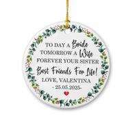 To Day A Bride Tomorrow A Wife Christmas Decorations Ceramic Xmas Pendant Decorative Xmas Hanging Ornament For Party Kitchen Keepsake