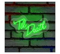 To Death Neon Lights Signs Personalized Custom Large LED Acrylic Light Up Neon Sign For Bedroom For Wall Decor Wedding Bar Party Outdoor Happy Birthday(Green,70X38cm)