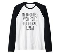 to-Do List Cat Lover Funny Introvert Quote Cat Mom Cat Dad Raglan Baseball Tee
