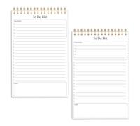 To Do List Mini Notepads, 5.5" x 8.5", Planning Note Pads, 50 Sheets Per Pad, Double Wire Spiral, Daily Agenda Productivity Checklist Organizer, by Better Office Products (2 Pack)